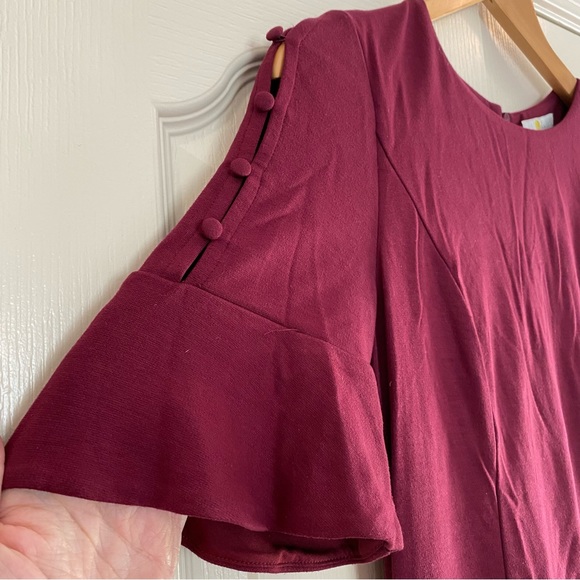 Boden | Alexis Dress Burgundy Button Sleeves - Picture 6 of 9